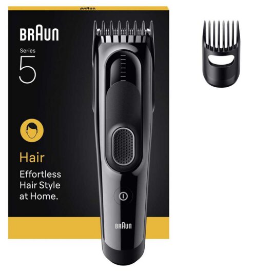 Braun Hair Clipper Series 5, +2 Styling Tools, Lifetime Sharp Blade, 9 Lengths, Hc5510, Black
