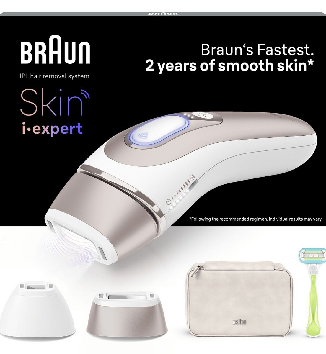 Braun Smart Ipl Skin I·expert At Home Hair Removal, Pouch Venus Razor 2 Heads Pl7147
