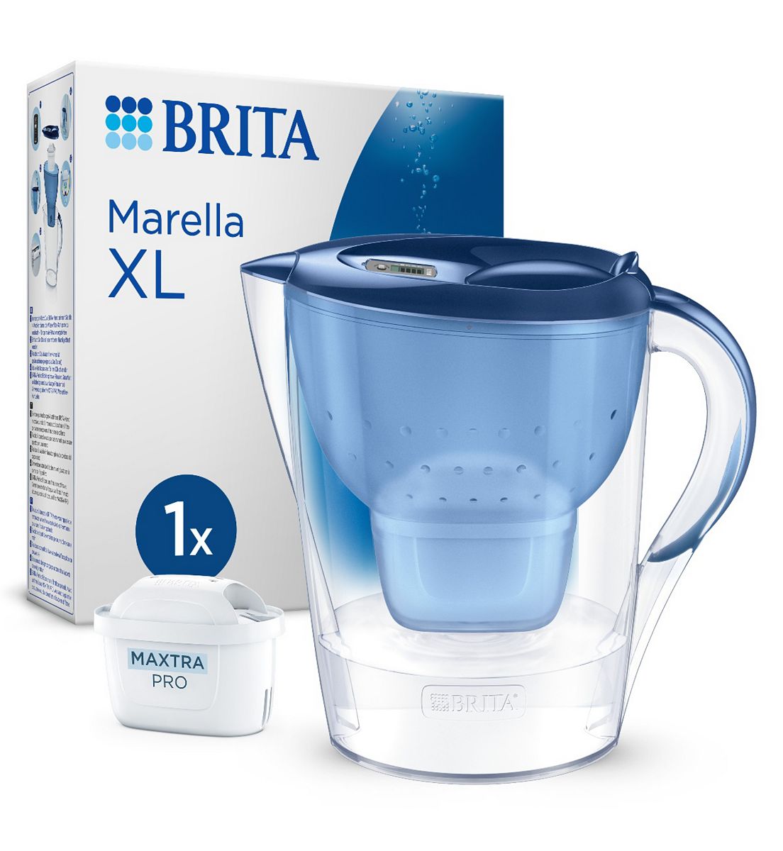 Brita Water Filter Jug Marella Xl Blue 3.5L With Maxtra Pro Pure Performance Cartridge