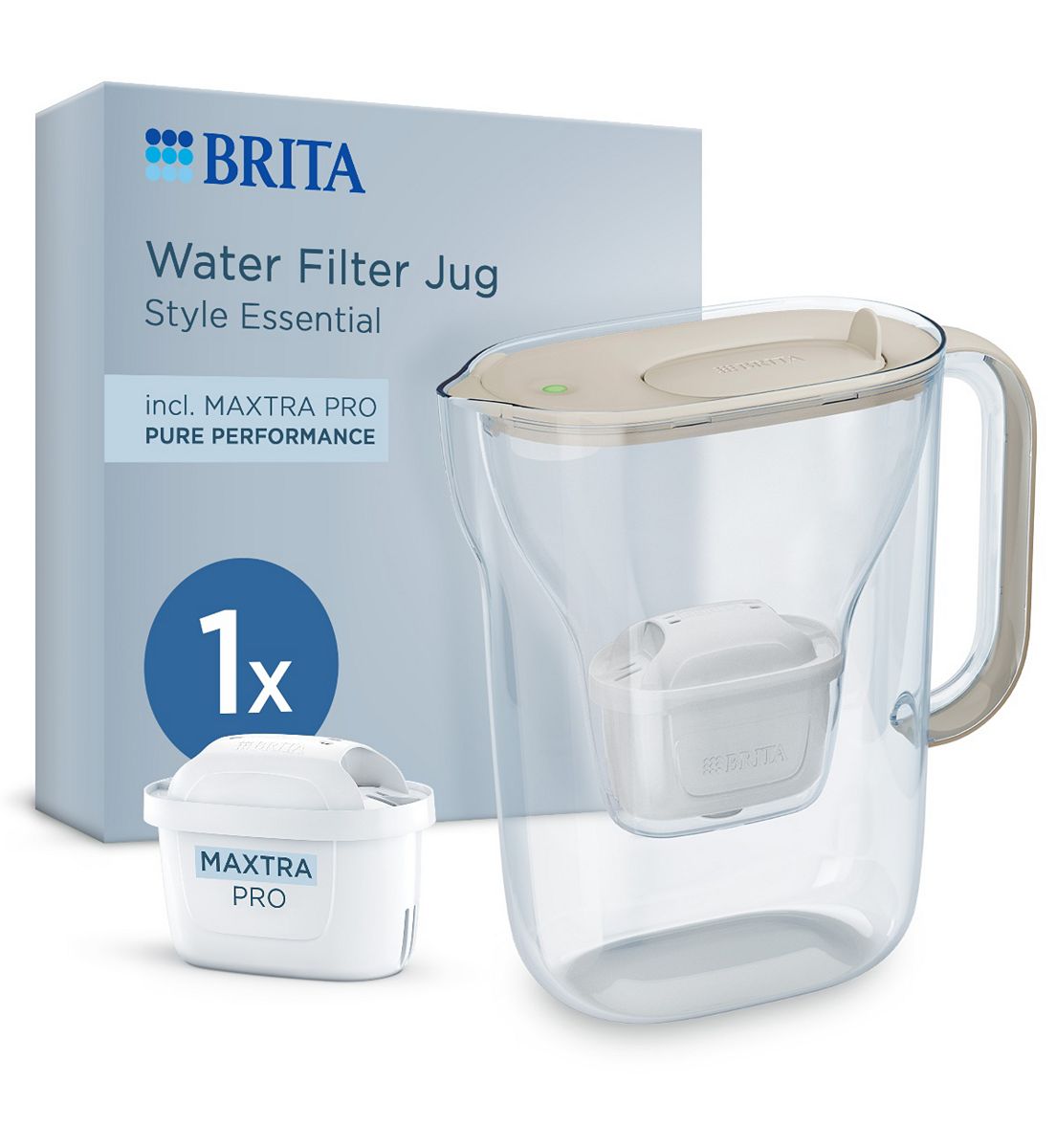 Brita Water Filter Jug Style Essential Sand With Maxtra Pro Cartridge