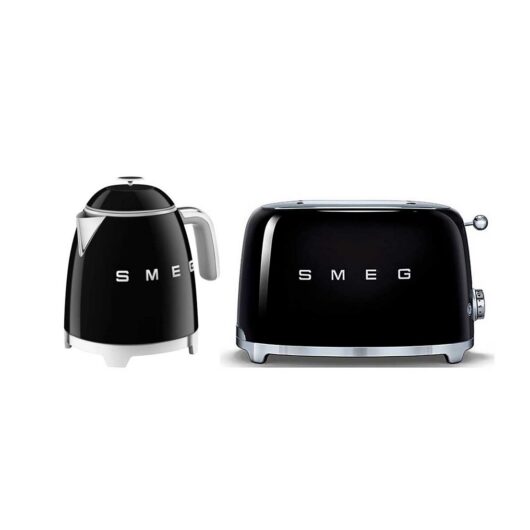 Smeg 50's Style Mini Kettle And 2 Slice Toaster In Black