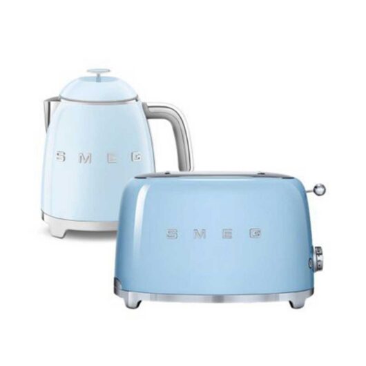 Smeg 50's Style Mini Kettle And 2 Slice Toaster In Pastel Blue