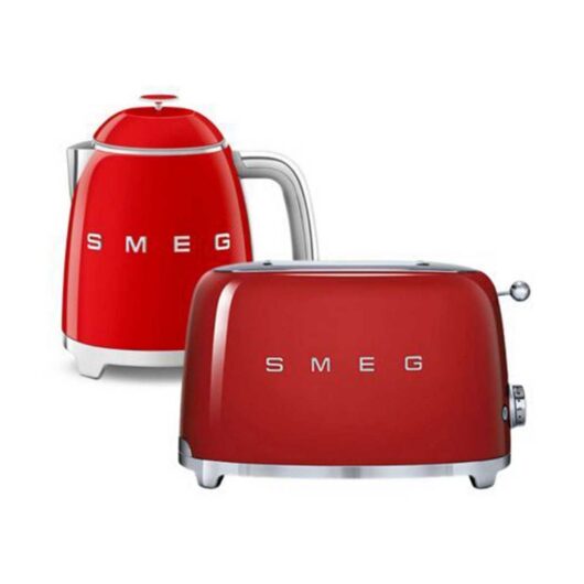 Smeg 50's Style Mini Kettle And 2 Slice Toaster In Red