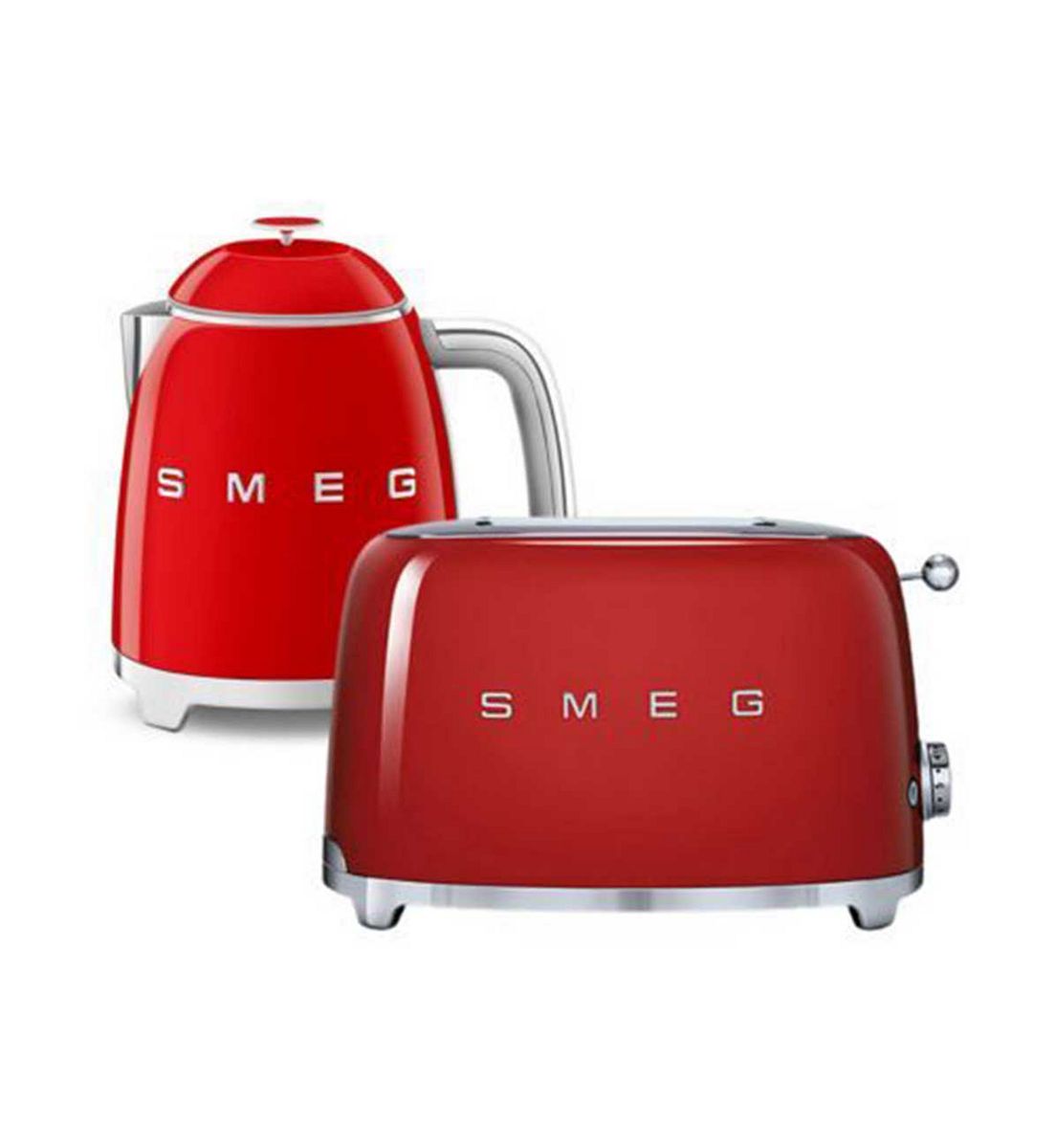 Smeg 50's Style Mini Kettle And 2 Slice Toaster In Red