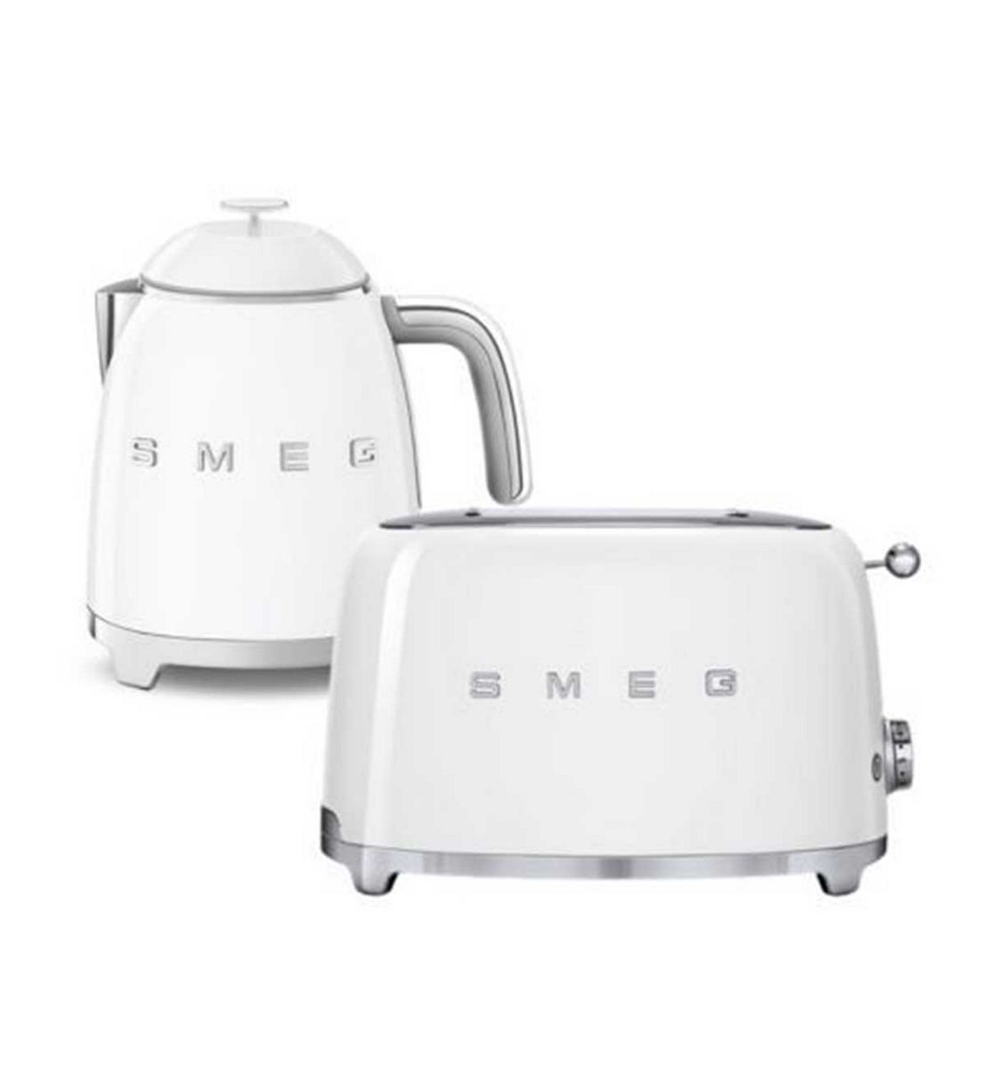 Smeg 50's Style Mini Kettle And 2 Slice Toaster In White