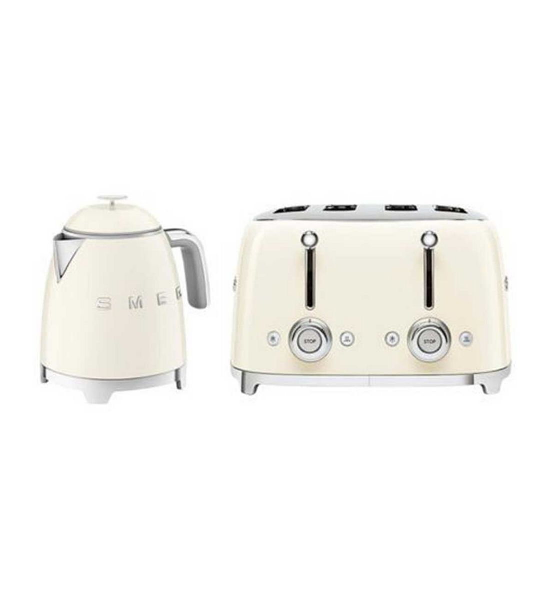 Smeg 50's Style Mini Kettle And 4 Slice Toaster In Cream
