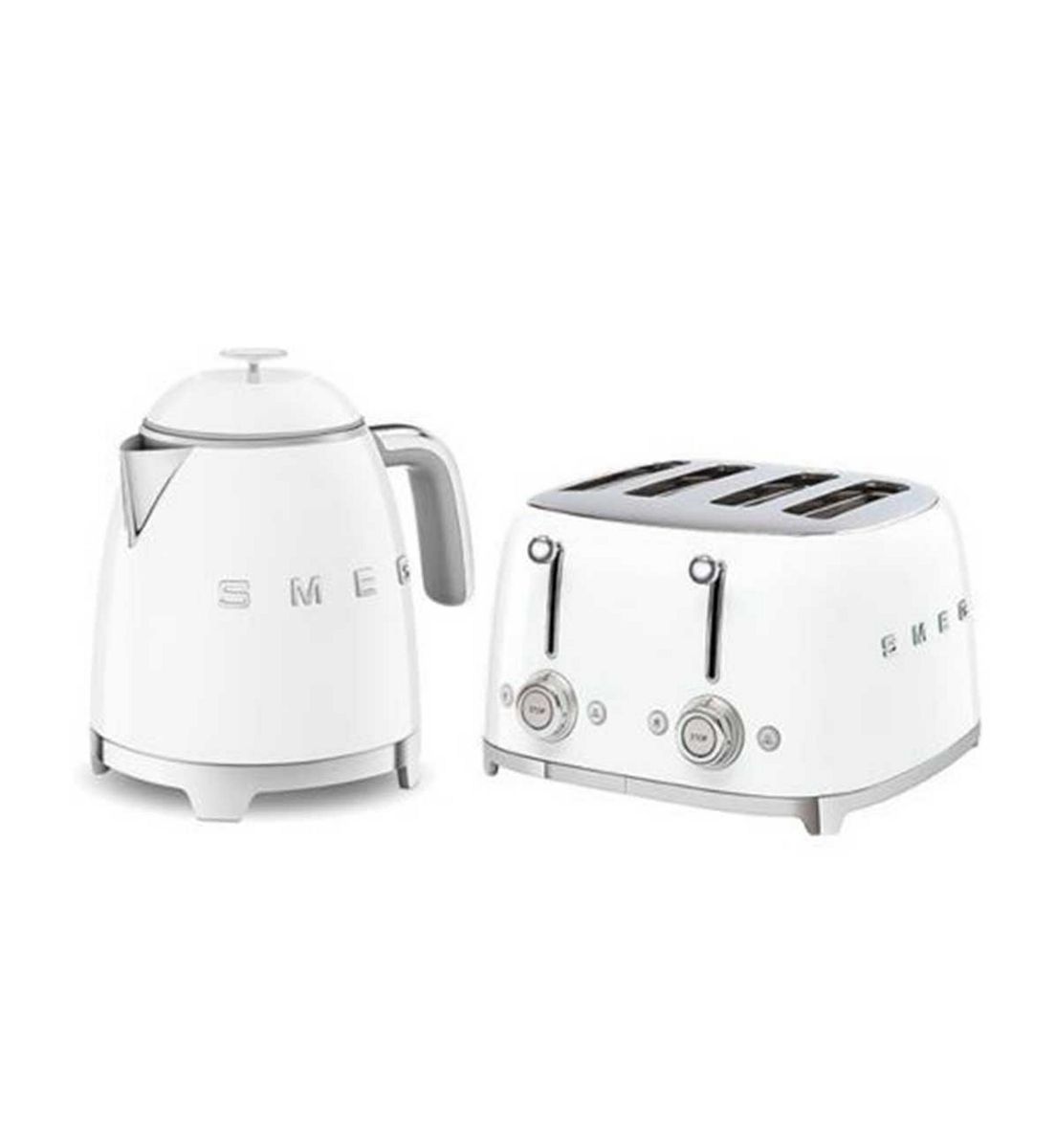 Smeg 50's Style Mini Kettle And 4 Slice Toaster In White