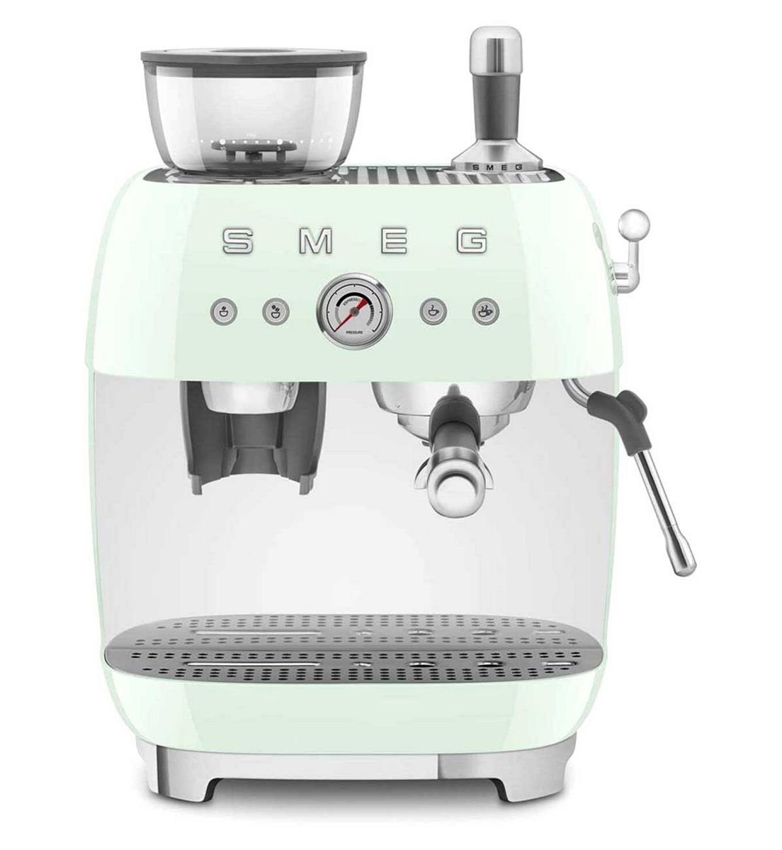 Smeg Espresso Coffee Machine With Grinder In Pastel Green