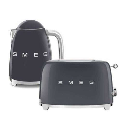 Smeg Kettle And 2 Slice Toaster In Slate Grey