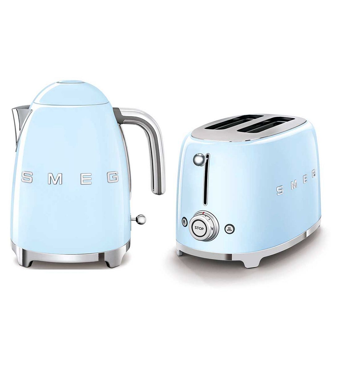 Smeg Kettle And 2 Slice Toaster Pastel Blue Set