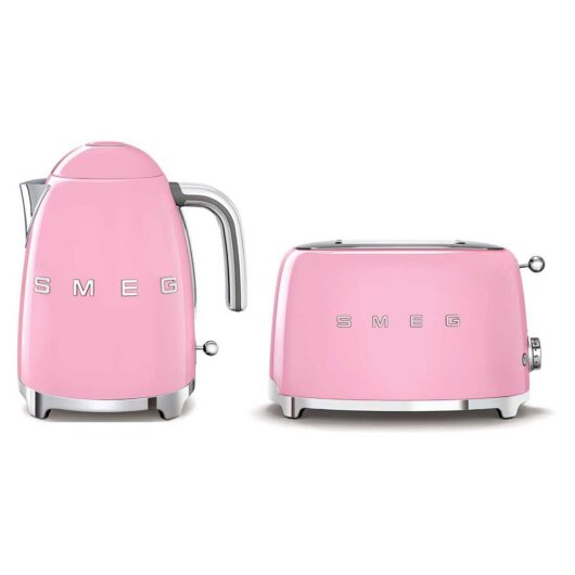 Smeg Kettle And 2 Slice Toaster Pink Set