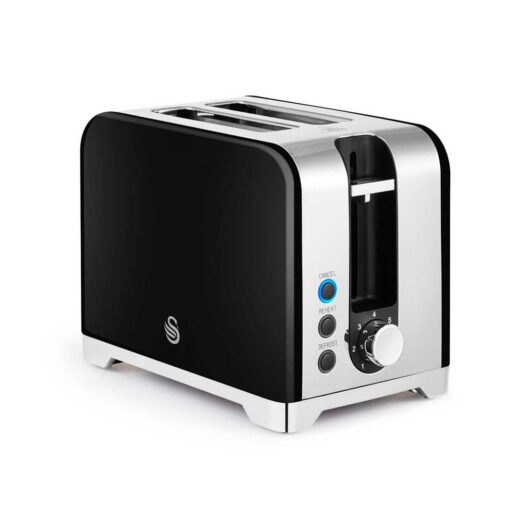 Swan Solace 2 Slice Stainless Steel Toaster Black