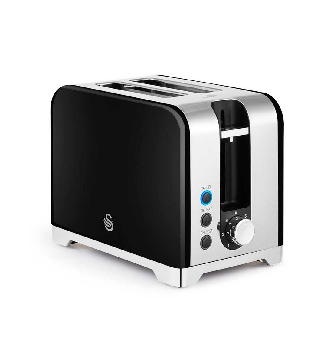 Swan Solace 2 Slice Stainless Steel Toaster Black