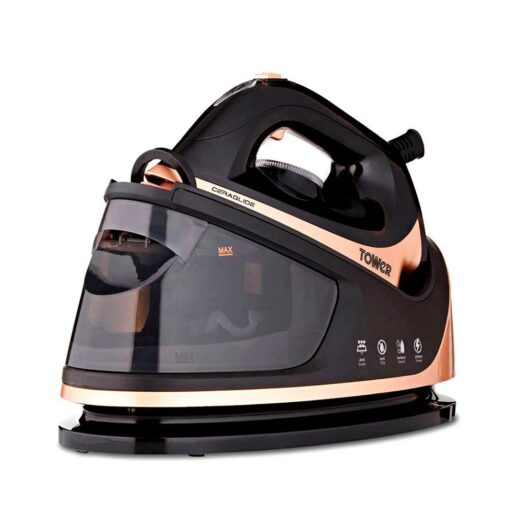 Tower Ceraglide 2700W Steam Generator With 1.2 Litre Capacity Water Tank Champagne Gold And Black