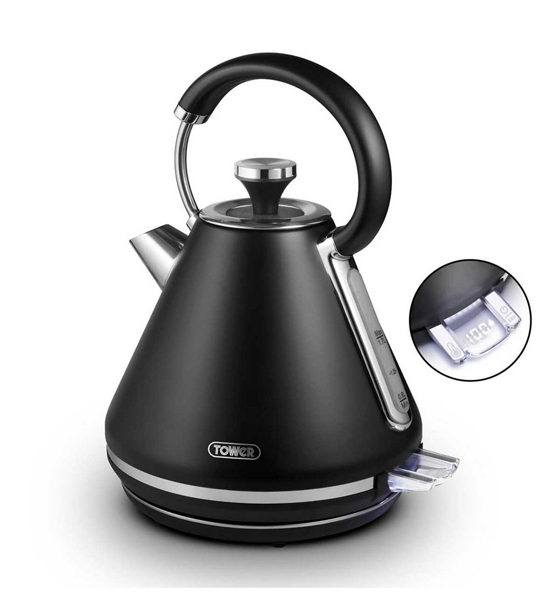 Tower Mirage 1.7L Variable Kettle Black With Chrome Trim