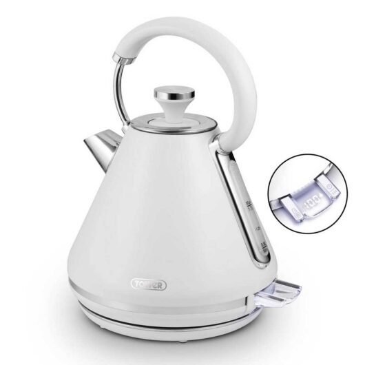 Tower Mirage 1.7L Variable Kettle White With Chrome Trim